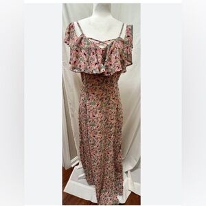 ENTRO floral off shoulder strap maxi dress